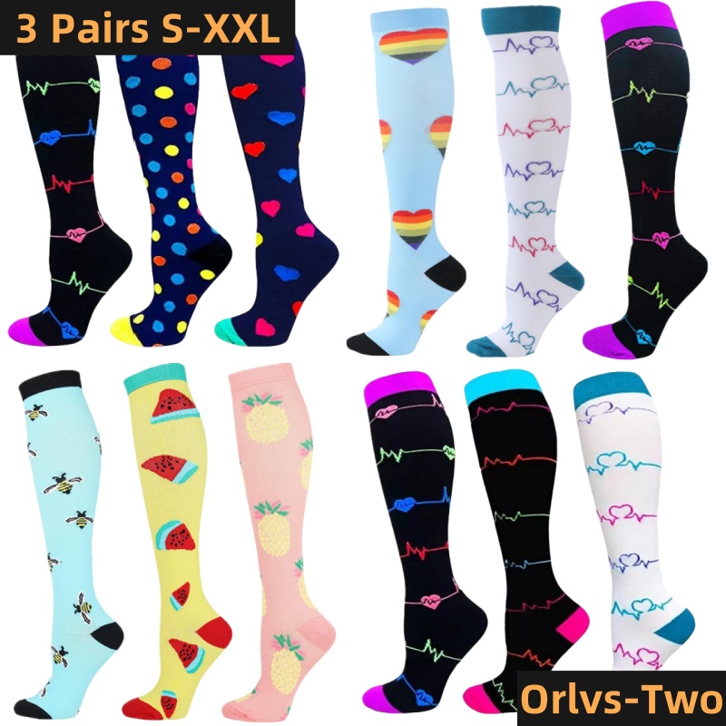 Compression Sock Medical - S-XXL 3 คู่จัดส่งฟรีพยาบาลถุงเท้าการบีบอัดเส้นเลือดขอดผู้หญิงผู้ชายถุงเท้า 20-30 MmHg อาการบวมน้ําเบาหวานวิ่งกีฬาถุงเท้า