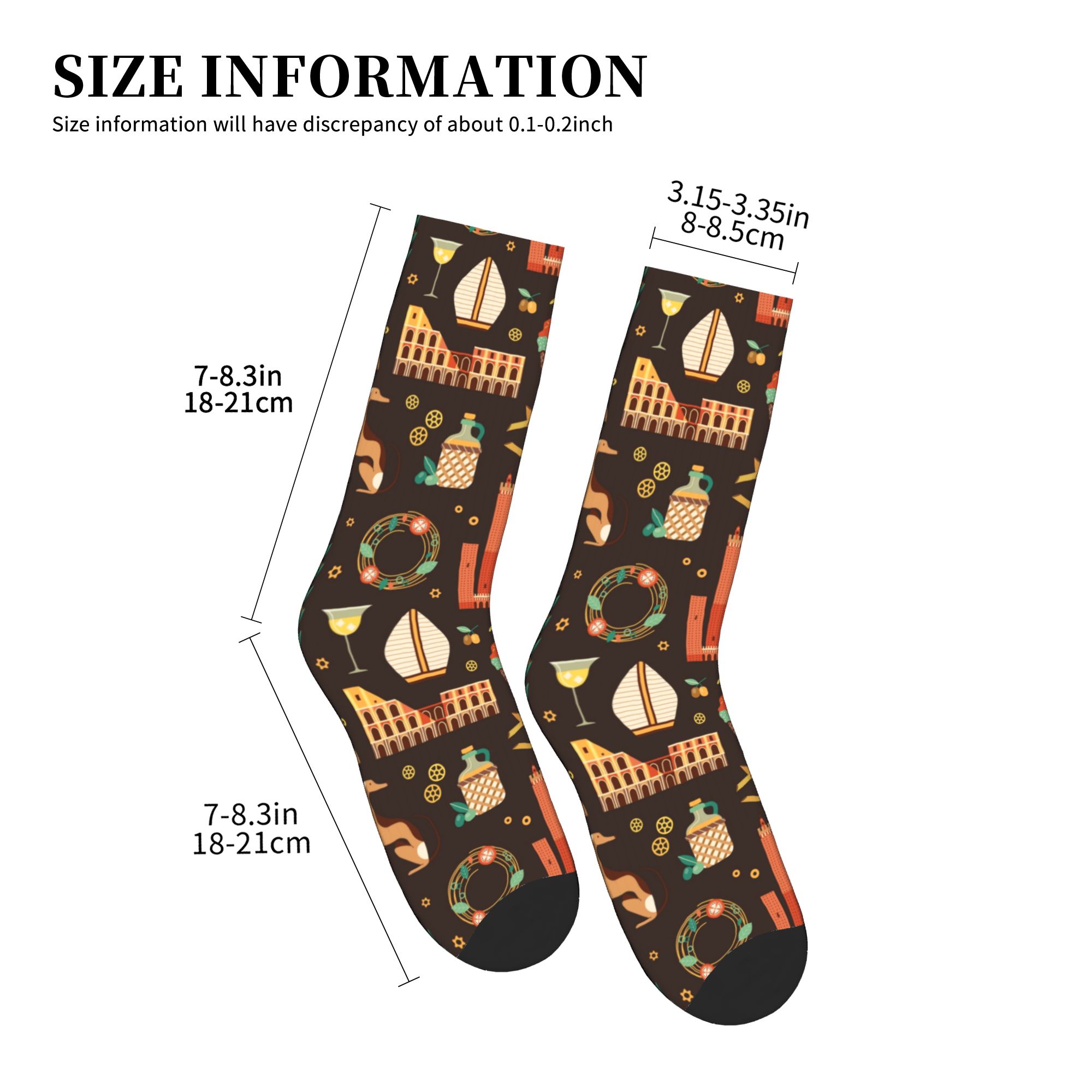 ถุงเท้าลายสถานที่สำคัญของอิตาล - Dress Sock Men บทวิจารณ์และราคา